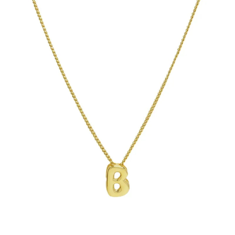 Gold Initial Letter Charm Necklace